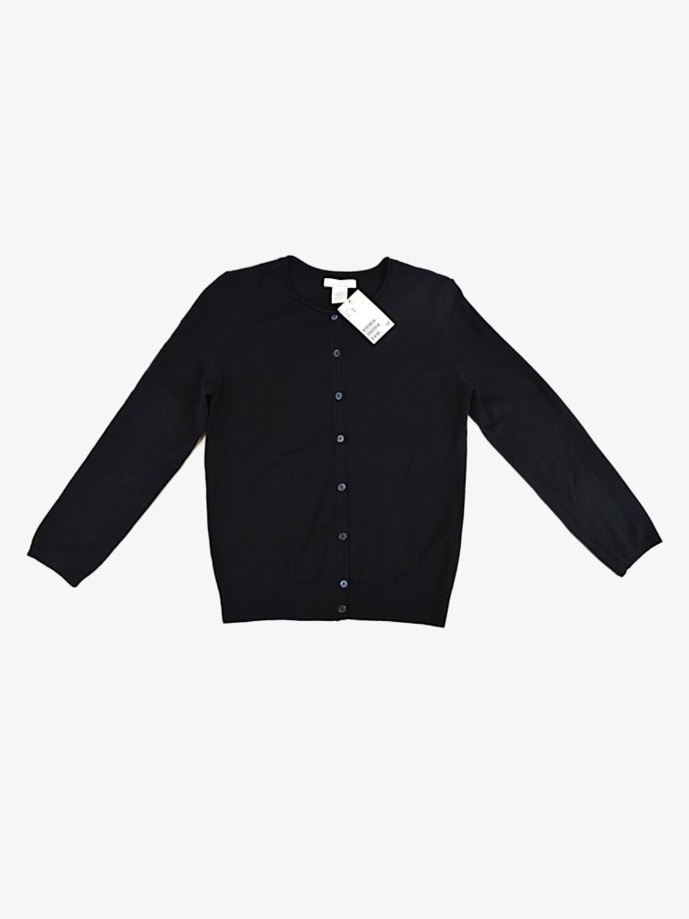 H&M Basics Button-down Fine-knit Cardigan, Black, XS